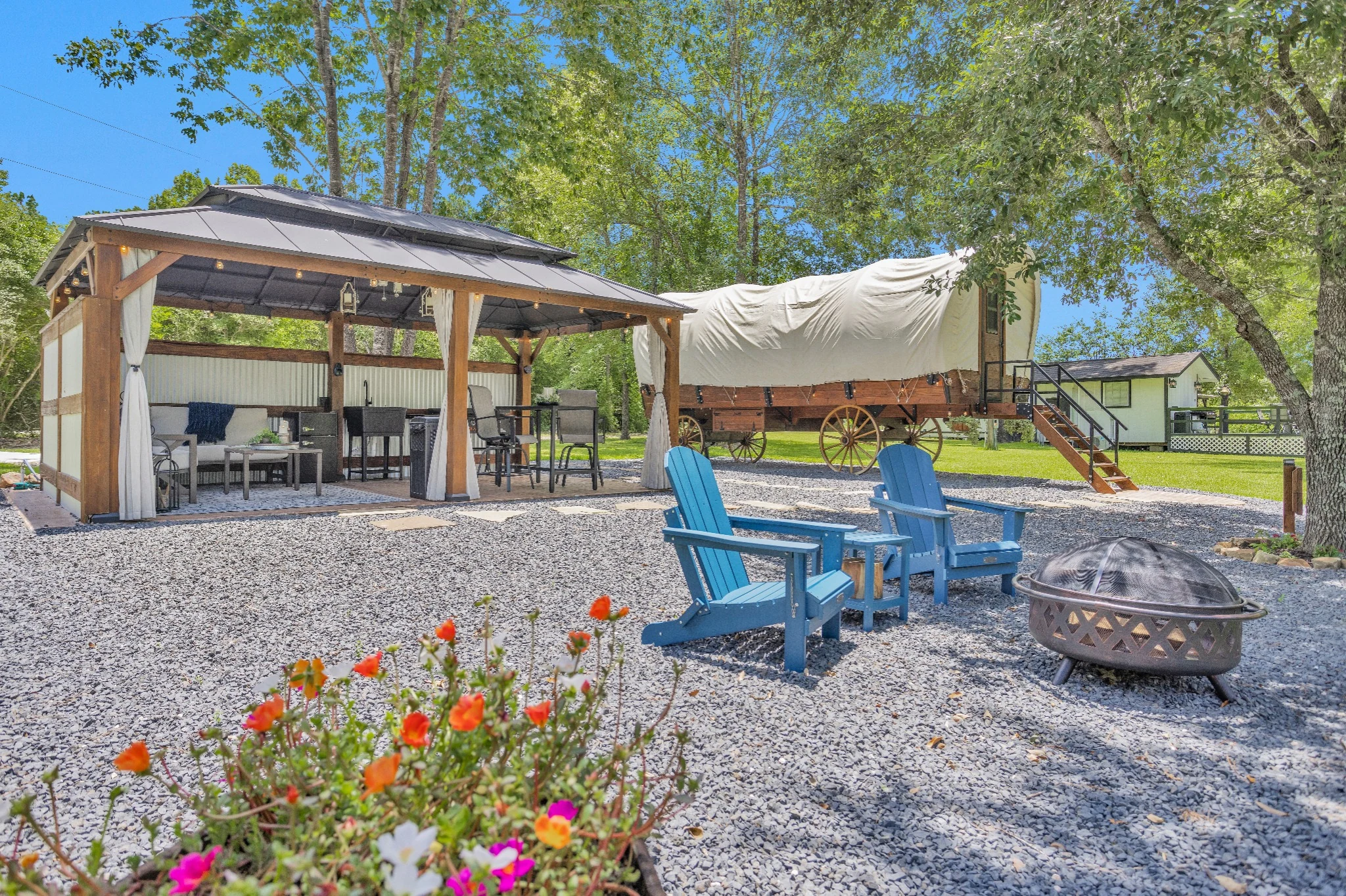 Bluebonnet Belle covered wagon at Blue Pond Retreat